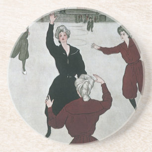 sport, basketbalspelers voor vrouwen in het spel zandsteen onderzetter