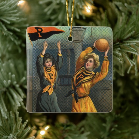  sport, basketbalteam voor vrouwen bij Game Keramisch Ornament (Boom)