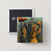 sport, basketbalteam voor vrouwen bij Game Vierkante Button 5,1 Cm (Voorkant /achterkant)