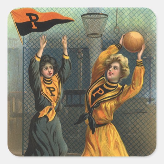 sport, basketbalteam voor vrouwen bij Game Vierkante Sticker (Voorkant)