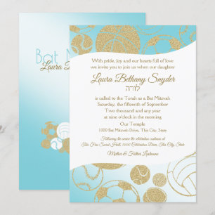 Sport Bat Mitzvah Blue en Gold Kaart