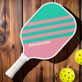 Sport Beach Breeze Nostalgische Strepen met Naam Pickleball Paddle