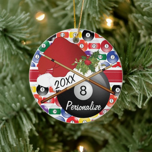 Sport Billiards Pool Player - Kerstmis Keramisch Ornament (Boom)