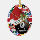 Sport Billiards Pool Player - Kerstmis Keramisch Ornament (Rechts)