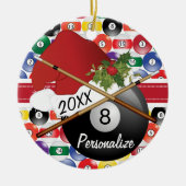 Sport Billiards Pool Player - Kerstmis Keramisch Ornament (Voorkant)