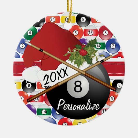 Sport Billiards Pool Player - Kerstmis Keramisch Ornament (Voorkant)