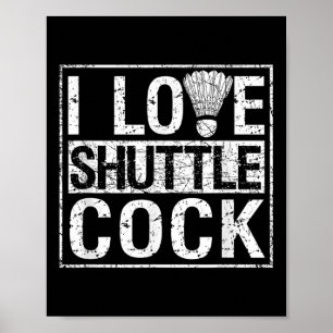 Sport Birdie Funny Badminton Spelers Ik hou van Sh Poster