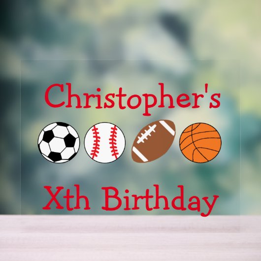 Sport Birthday Acryl Bord (Neutraal)