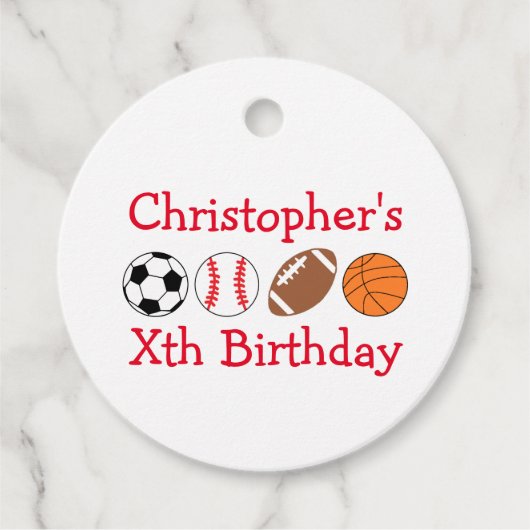 Sport Birthday Bedankjes Labels (Voorkant)