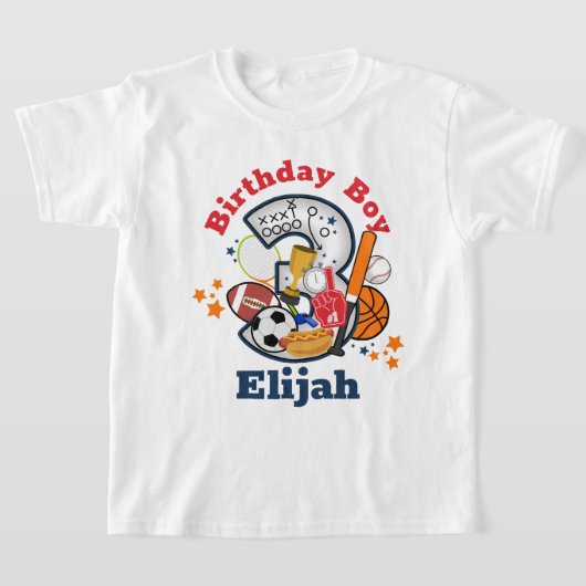 Sport Birthday Boy Alle Star Third Birthday Shirt (Laagn)