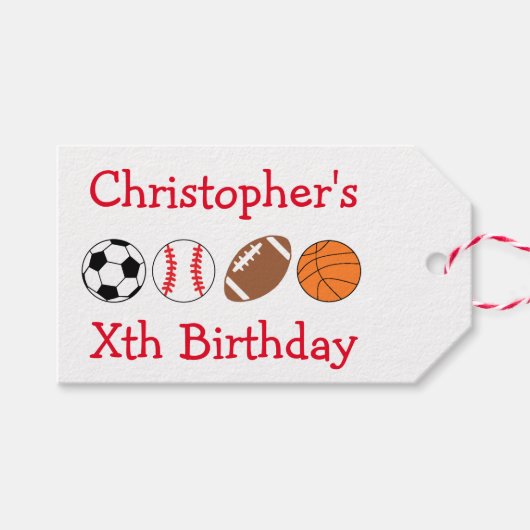 Sport Birthday Cadeaulabel (Voorkant (Horizontaal))