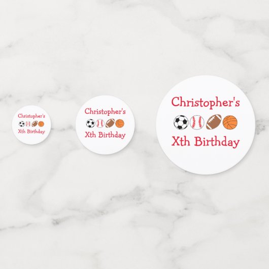 Sport Birthday Confetti (Voorkanten)
