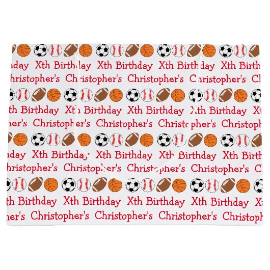 Sport Birthday Groot Cadeauzakje (Voorkant)