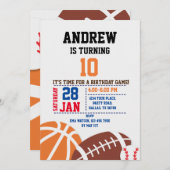 Sport Birthday Invitation Kaart (Voorkant / Achterkant)