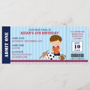 Sport Birthday Invitations (Boy Baby shower) Kaart