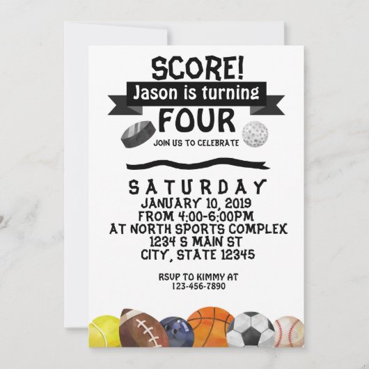 Sport Birthday Kaart (Voorkant)