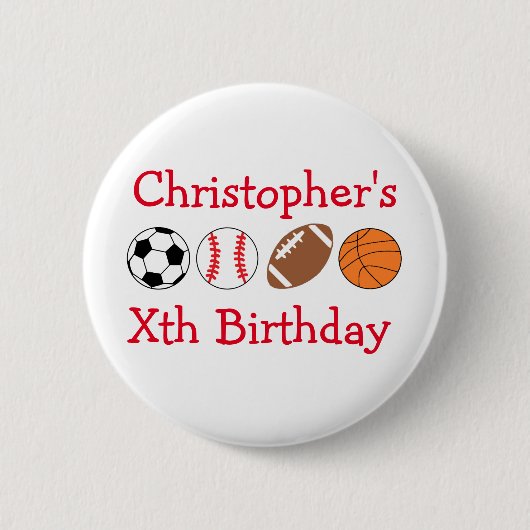Sport Birthday Ronde Button 5,7 Cm (Voorkant)