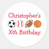 Sport Birthday Ronde Sticker (Voorkant)