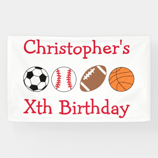 Sport Birthday Spandoek (Horizontaal)
