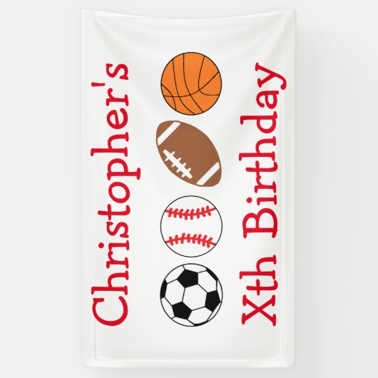 Sport Birthday Spandoek (Verticaal)