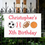 Sport Birthday Tuinbord<br><div class="desc">Kinder verjaardagsgeschenken met voetbal,  honkbal,  football en basketbal</div>