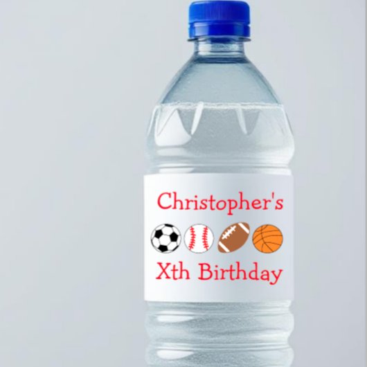 Sport Birthday Waterfles Etiket