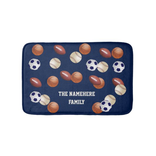 Sport blauw of kies uw kleur gepersonaliseerd badmat (Voorkant)