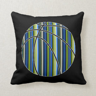 Sport Blue Green Striped Basketball Pillow Kussen