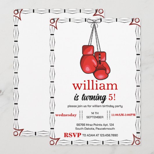 Sport Boksen Verjaardag 5e 6e 7e 8e 9e 10e Kaart (Voorkant / Achterkant)