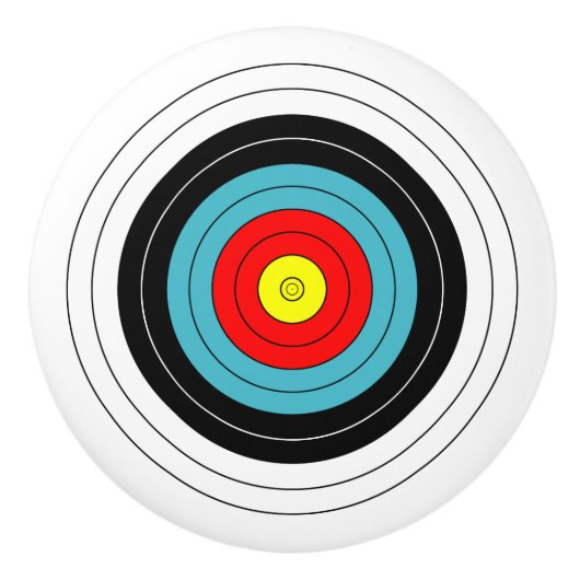 Sport boogschieten doel op wit keramische knop (Voorkant)