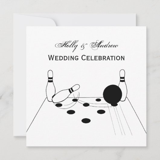 Sport Bowling Bal en Pins Uitnodiging (Voorkant)