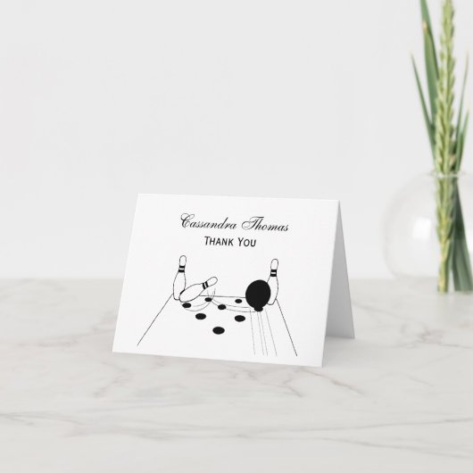 Sport Bowling Ball en Pins Bedankkaart (Voorkant)