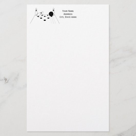 Sport Bowling Ball en Pins Briefpapier (Voorkant)