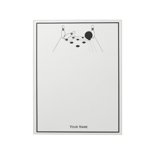 Sport Bowling Ball en Pins Notitieblok (Linkerzijde)