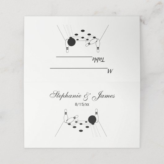 Sport Bowling Ball en Pins Plaatskaartje (Buitenkant ongevouwen)