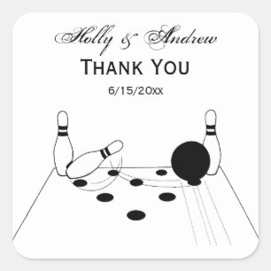 Sport Bowling Ball en Pins Vierkante Sticker