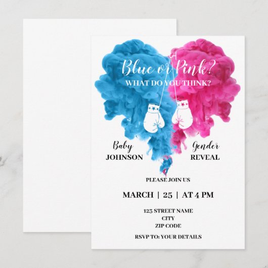 Sport Box gender onthullen uitnodiging (Voorkant / Achterkant)