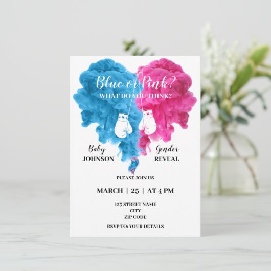 Sport Box gender onthullen uitnodiging (Staand voorkant)