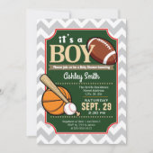 Sport Boy Baby shower Uitnodiging (Voorkant)
