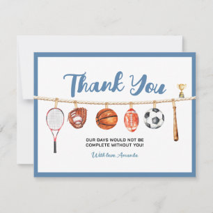 Sport Boy Ball All Star Themaparty Baby Shower Bedankkaart