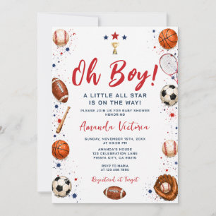 Sport Boy Ball All Star Themaparty Baby Shower Kaart