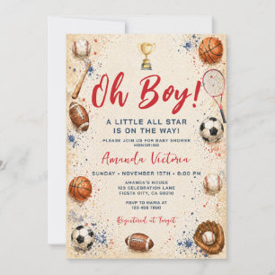Sport Boy Ball All Star Themaparty Baby Shower Kaart