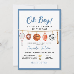 Sport Boy Ball All Star Themaparty Baby Shower Kaart