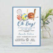 Sport Boy Ball All Star Themed Party Baby Shower Kaart (Staand voorkant)