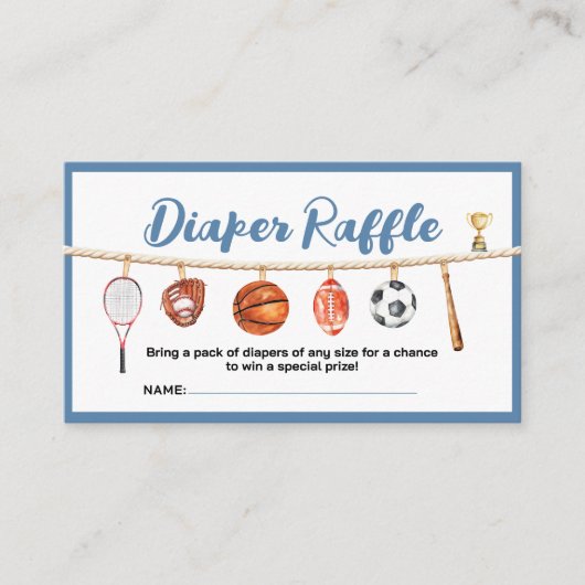 Sport Boy Ball All Star Themed Party Diaper Raffle Informatiekaartje (Voorkant)