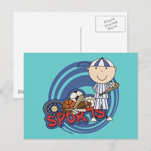 Sport Boy - Baseball Tshirts en Gifts Briefkaart (Voorkant / Achterkant)