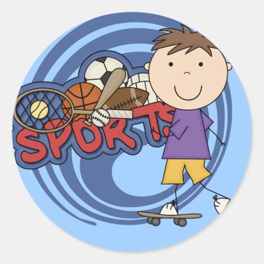 Sport Boy Skateboarder - Tshirts en geschenken Ronde Sticker (Voorkant)