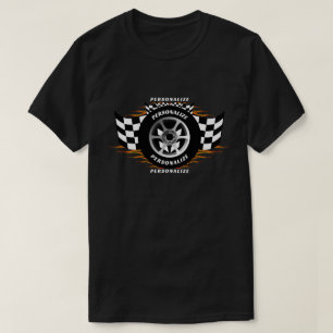Sport Car Racing Personaliseer Geruite Vlag Pro T-shirt
