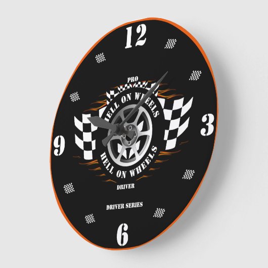 Sport Car Racing Pro Driver Geruite Vlag Garage Grote Klok (Hoek)
