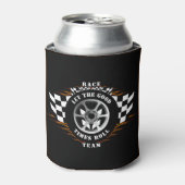 Sport Car Racing Team Geruite Vlag Flames Pro Blikjeskoeler (Blikje Voorkant)